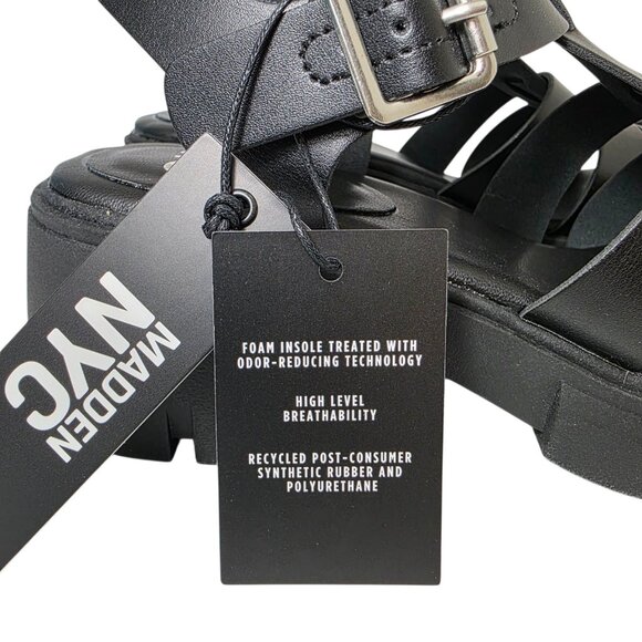 Steve Madden NYC Women's Fisherman Sandals Block Heel Size 8-11 Black With Box - Picture 7 of 12